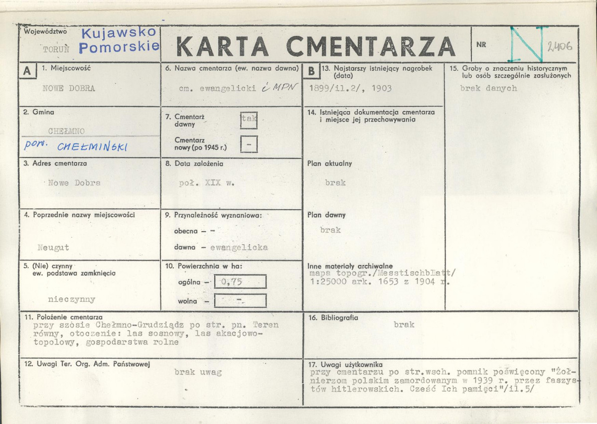 KC - Karta cmentarza, skan nr 1
