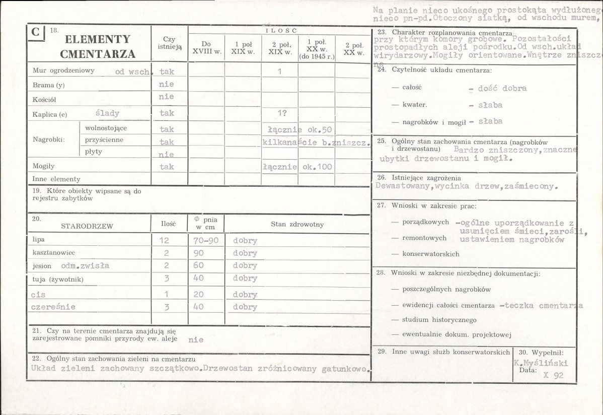 Karta cmentarza, skan nr 2