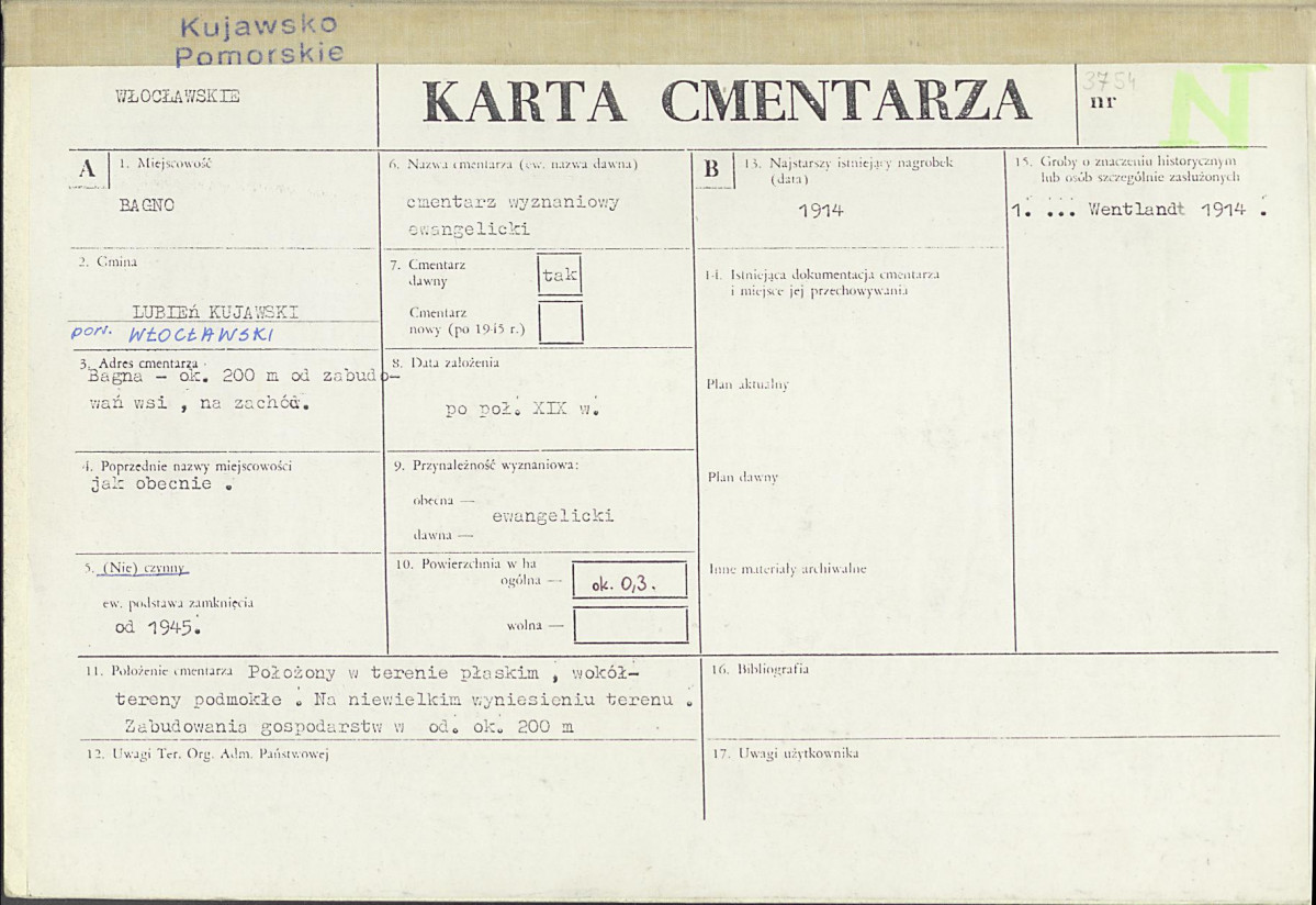 KC - Karta cmentarza, skan nr 1