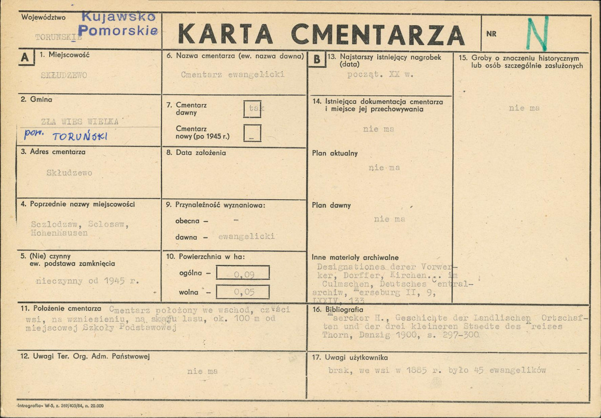 KC - Karta cmentarza, skan nr 1