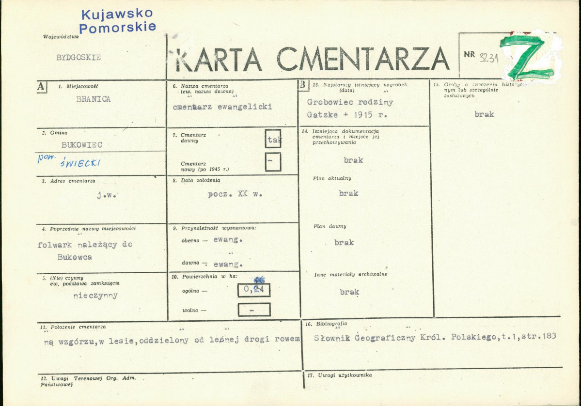 KC - Karta cmentarza, skan nr 1