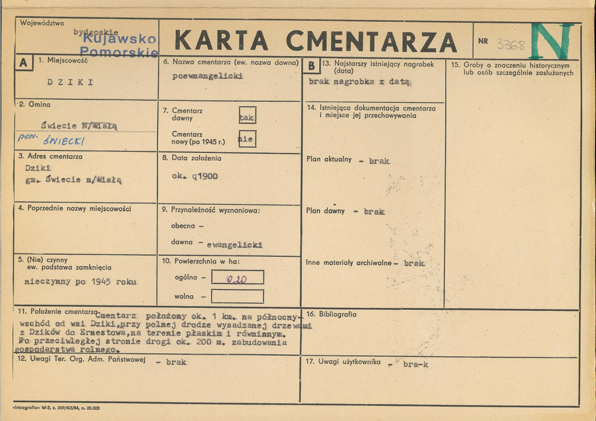 KC - Karta cmentarza, skan nr 1