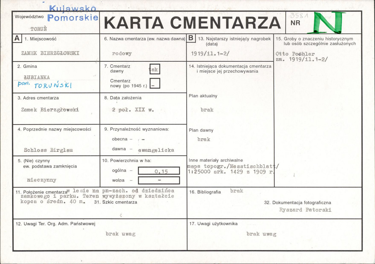 KC - Karta cmentarza, skan nr 1