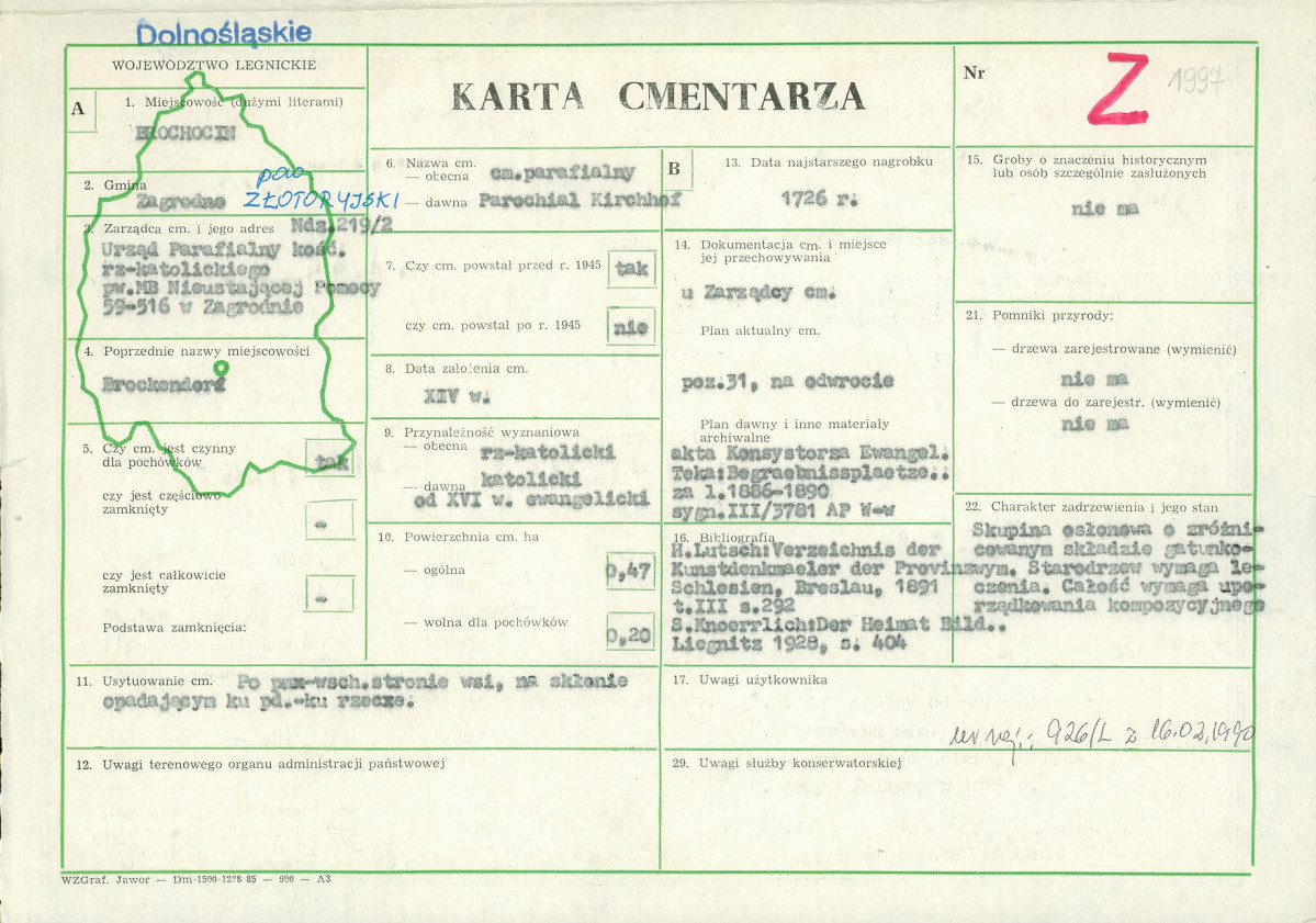 KC - Karta cmentarza, skan nr 1