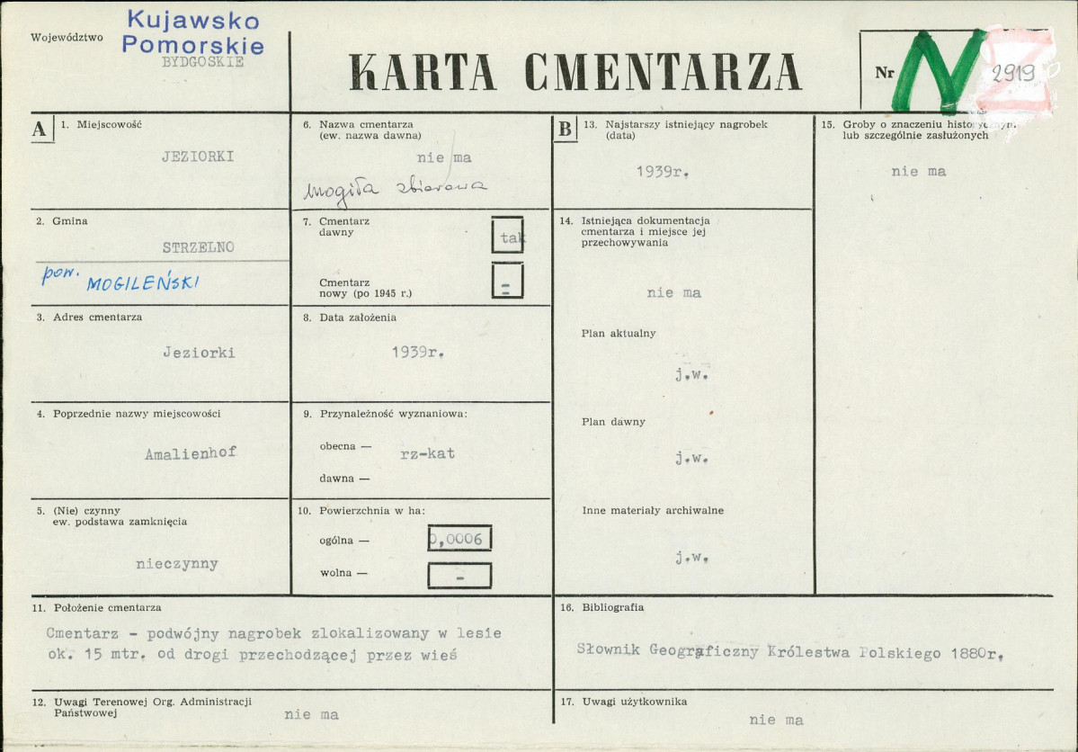 KC - Karta cmentarza, skan nr 1