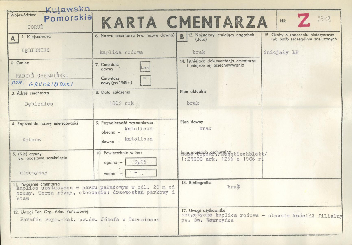 KC - Karta cmentarza, skan nr 1