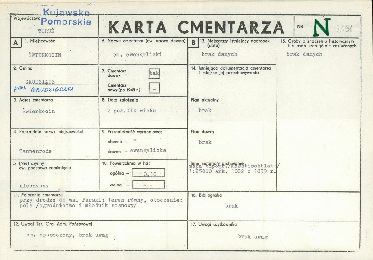KC - Karta cmentarza, skan nr 1