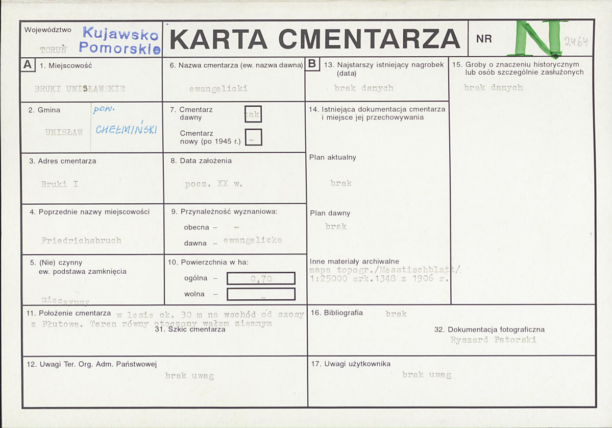 KC - Karta cmentarza, skan nr 1