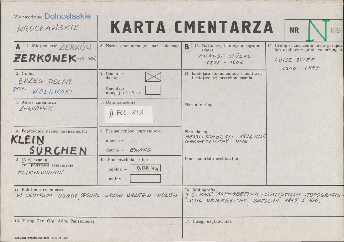 KC - Karta cmentarza, skan nr 1
