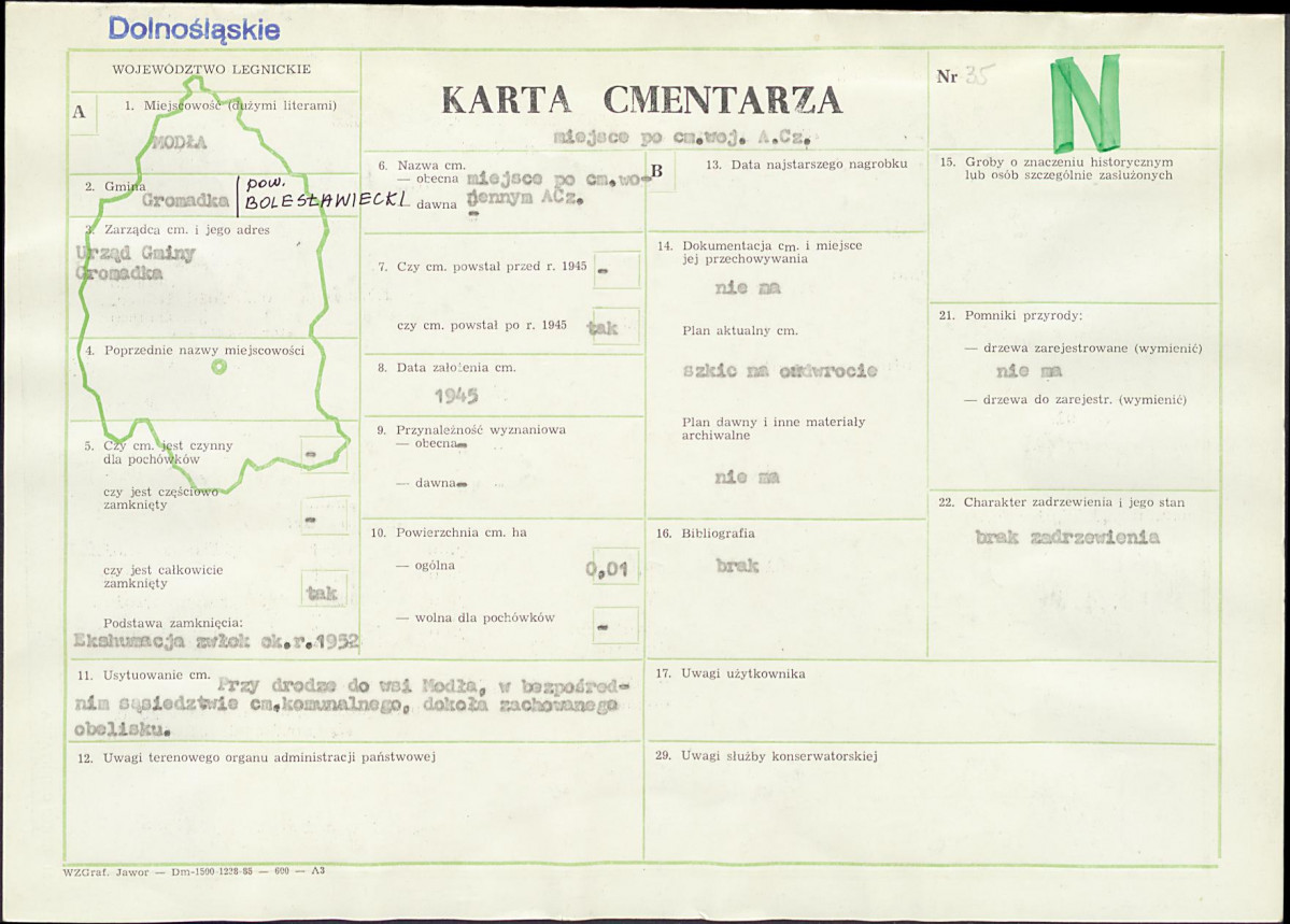 KC - Karta cmentarza, skan nr 1
