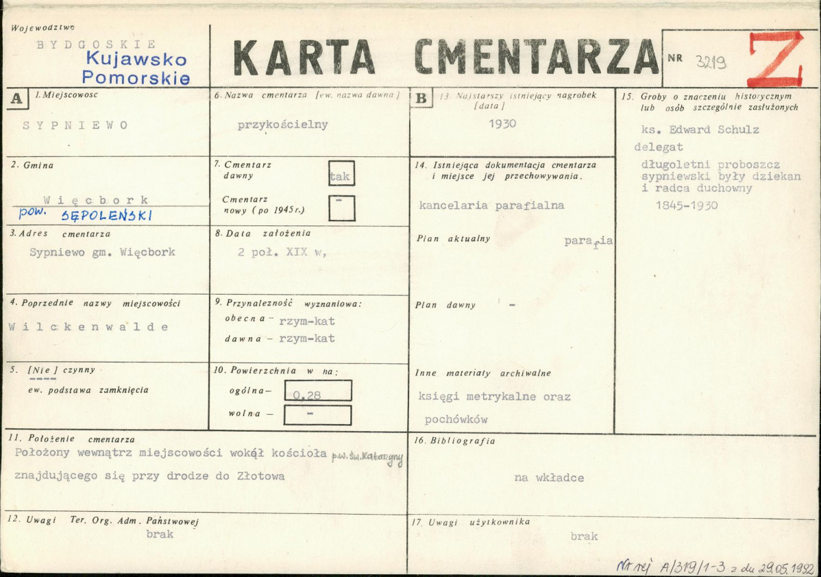 KC - Karta cmentarza, skan nr 1