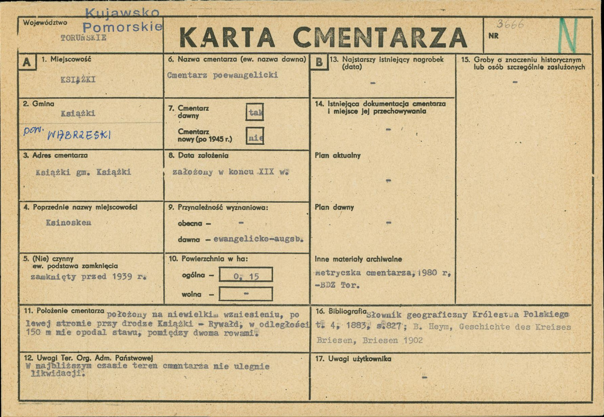 KC - Karta cmentarza, skan nr 1