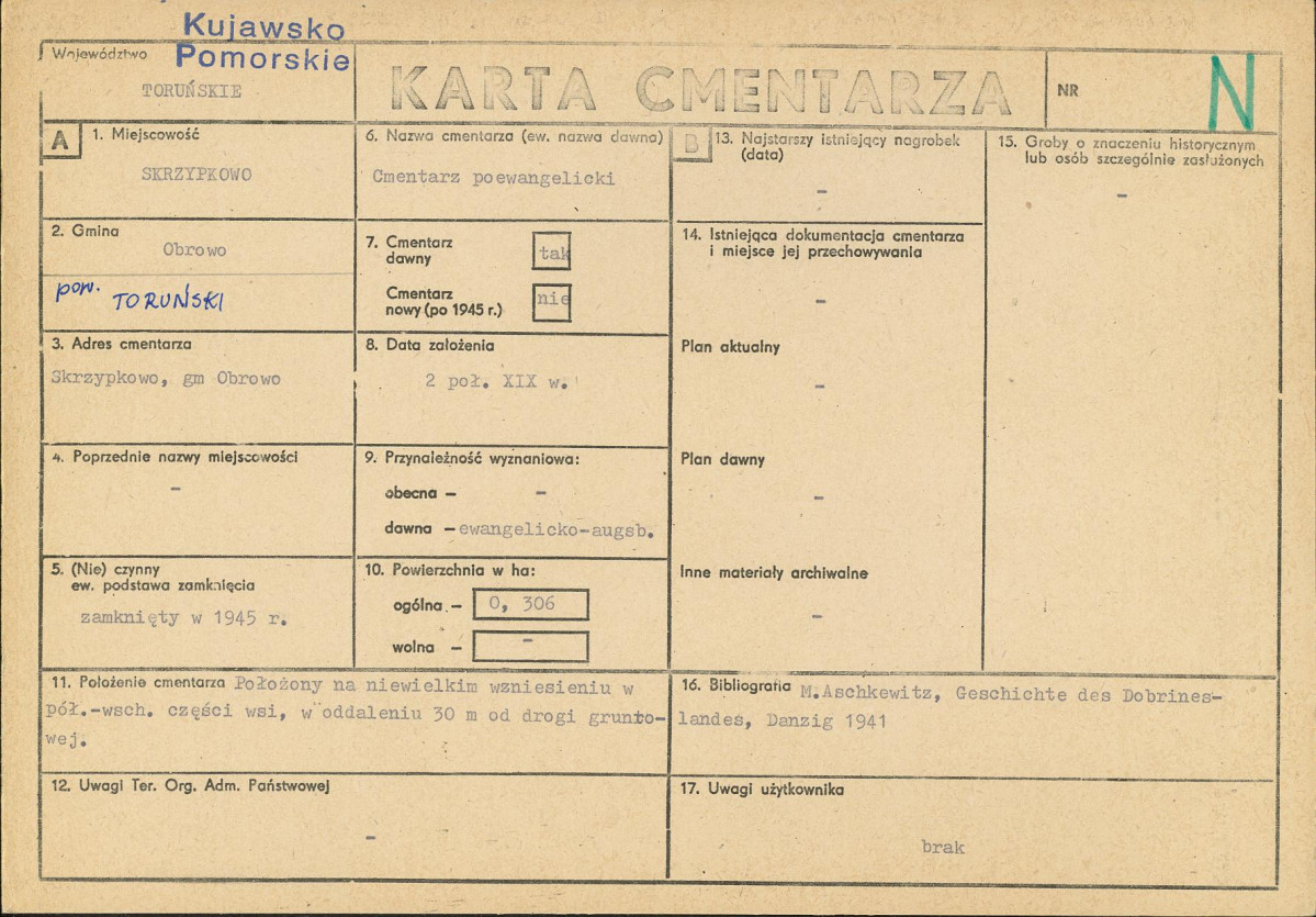 KC - Karta cmentarza, skan nr 1
