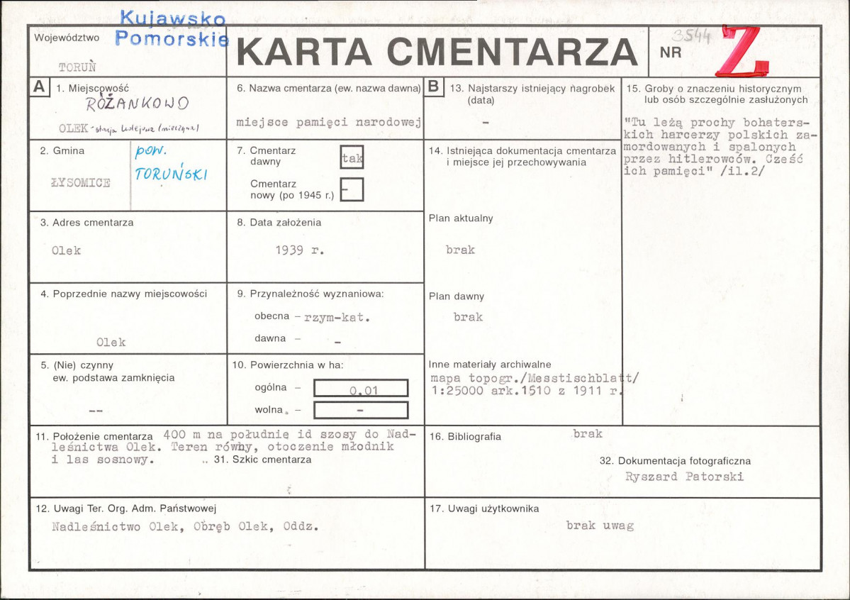 KC - Karta cmentarza, skan nr 1