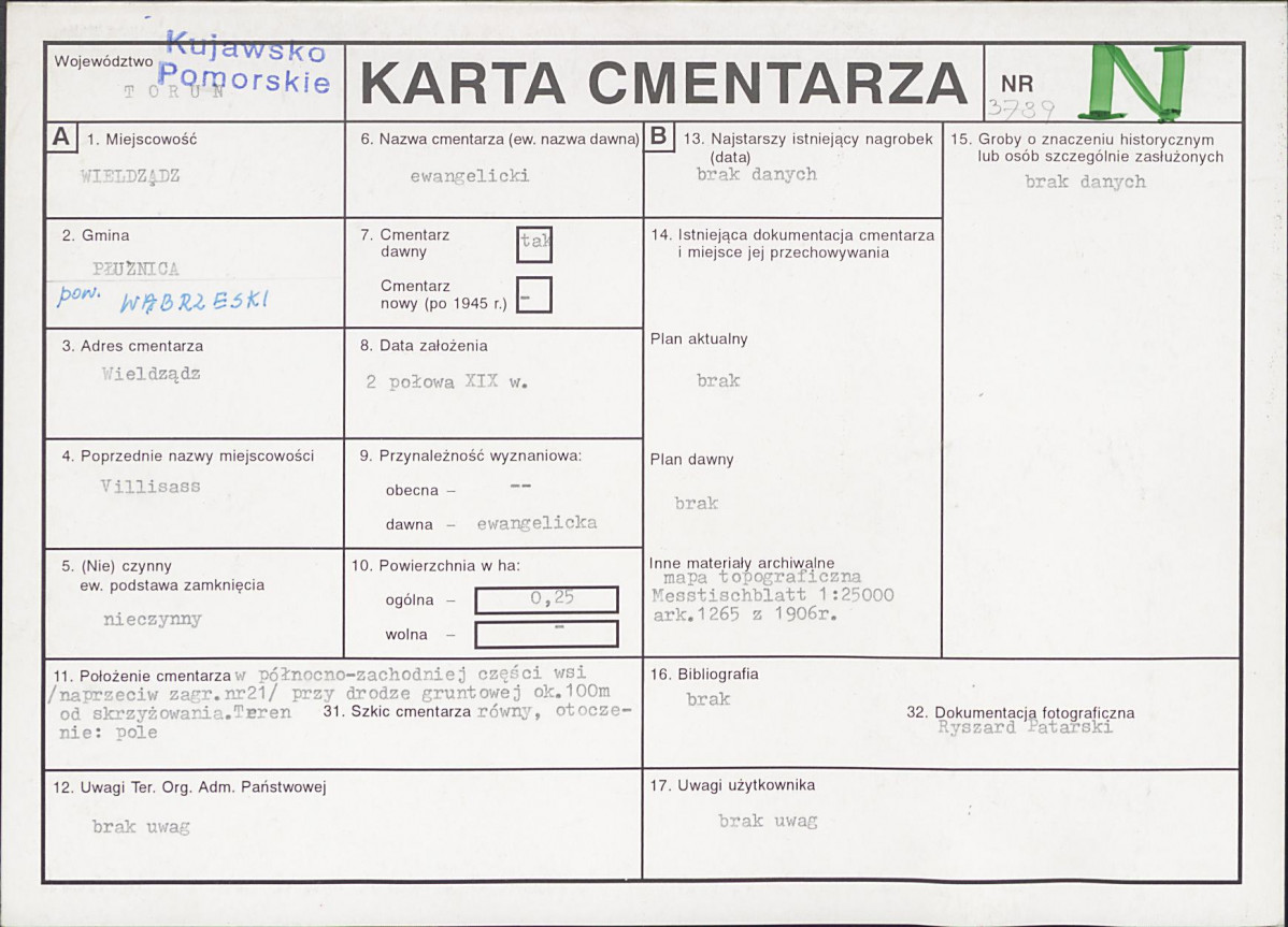 KC - Karta cmentarza, skan nr 1