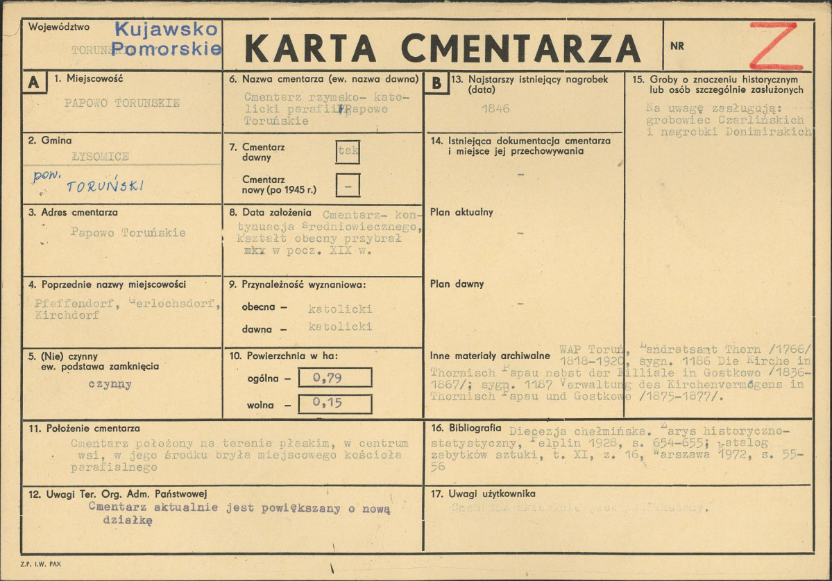 KC - Karta cmentarza, skan nr 1