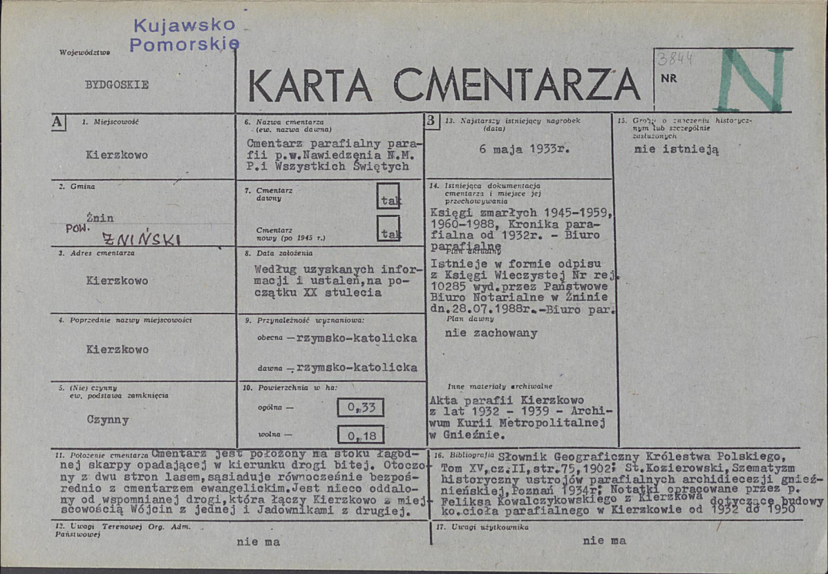 KC - Karta cmentarza, skan nr 1