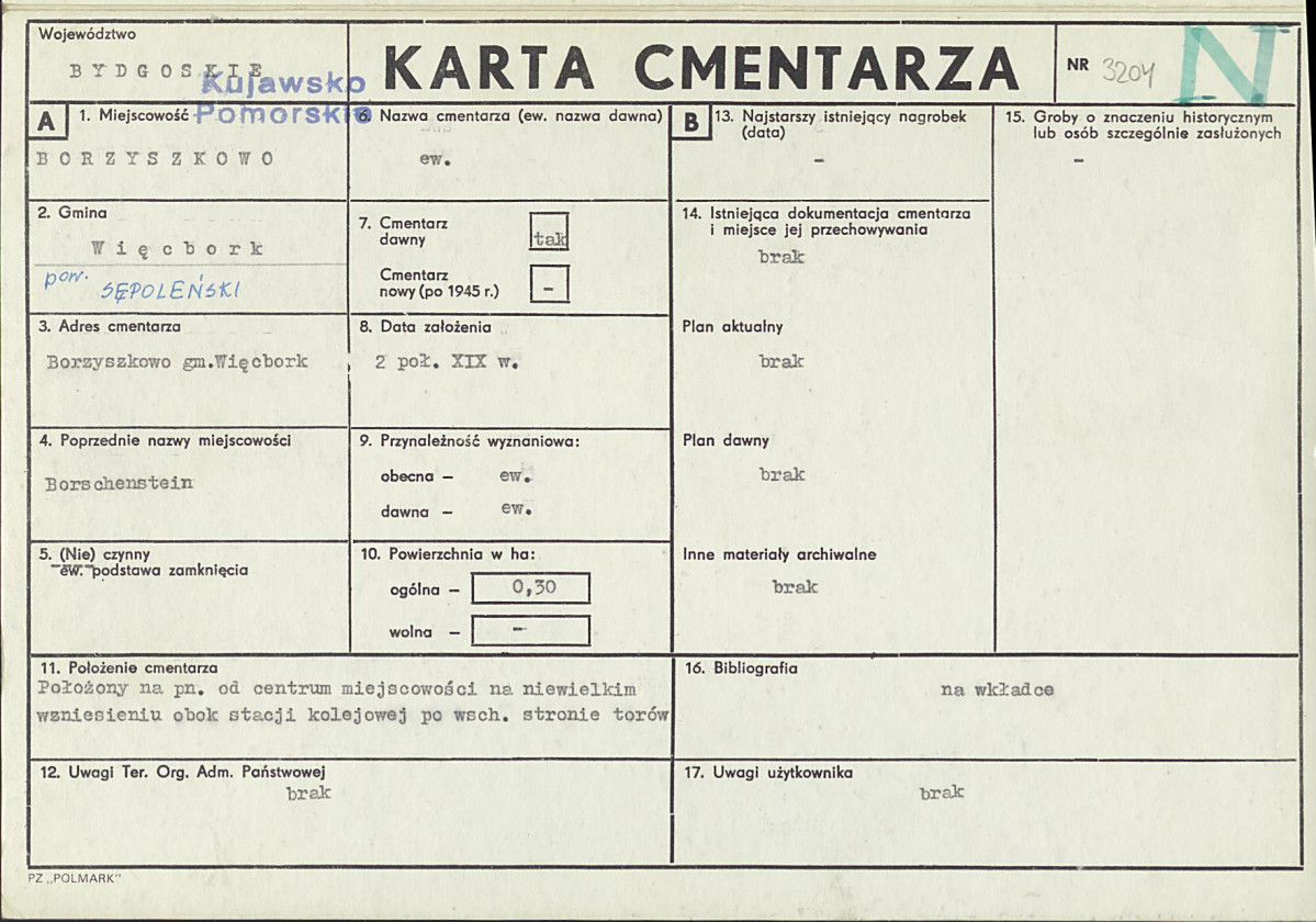 KC - Karta cmentarza, skan nr 1