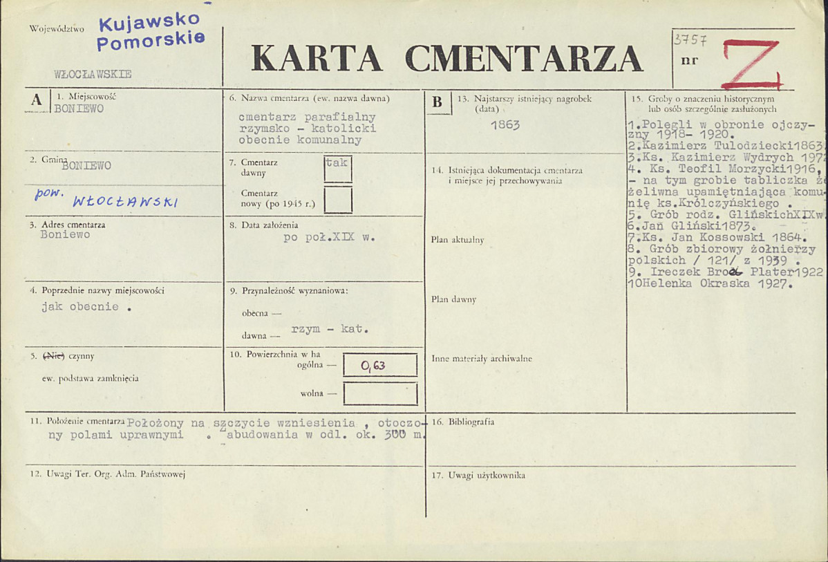 KC - Karta cmentarza, skan nr 1