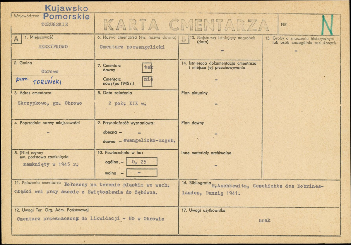 KC - Karta cmentarza, skan nr 1