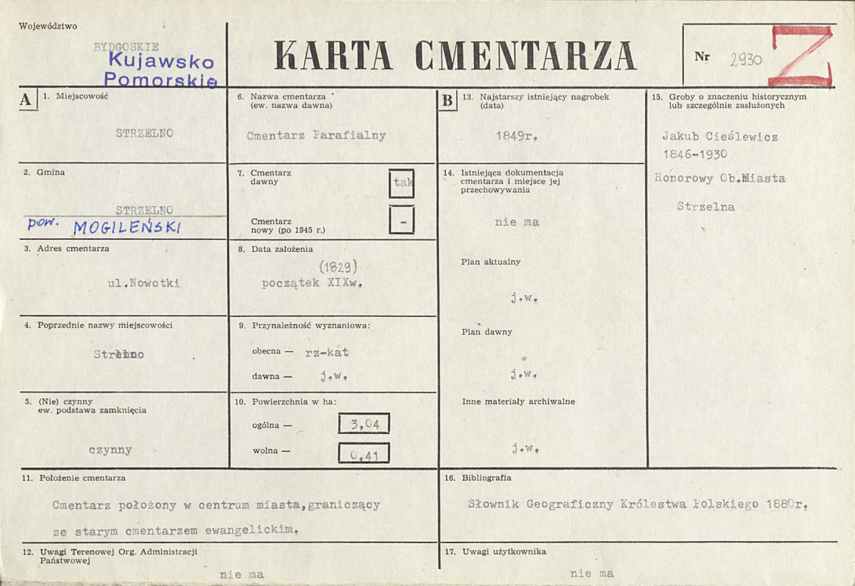 KC - Karta cmentarza, skan nr 1