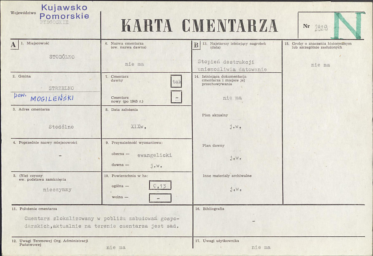KC - Karta cmentarza, skan nr 1