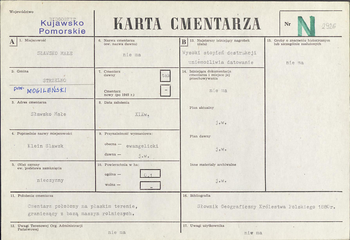 KC - Karta cmentarza, skan nr 1