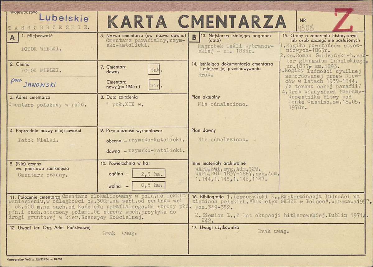 Karta cmentarza, skan nr 1