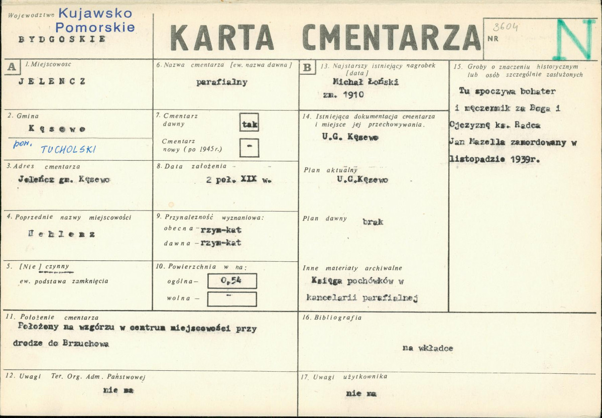 KC - Karta cmentarza, skan nr 1