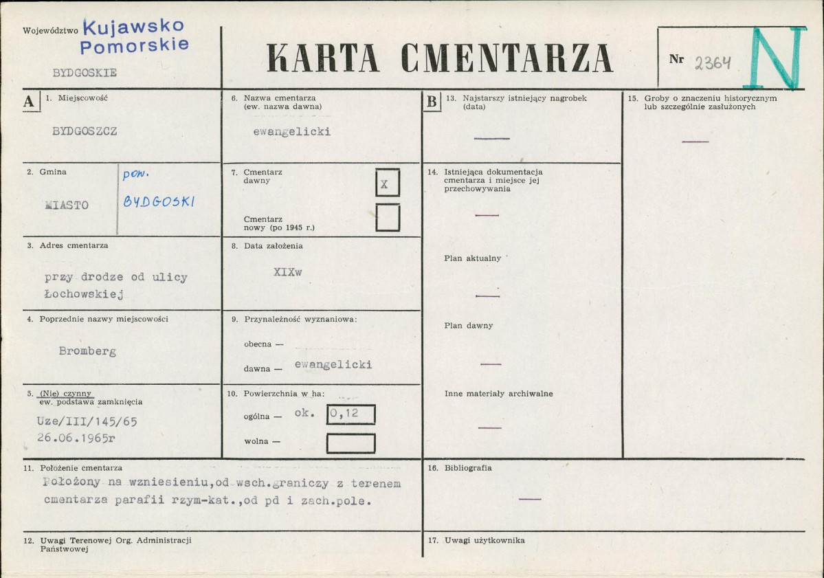 KC - Karta cmentarza, skan nr 1