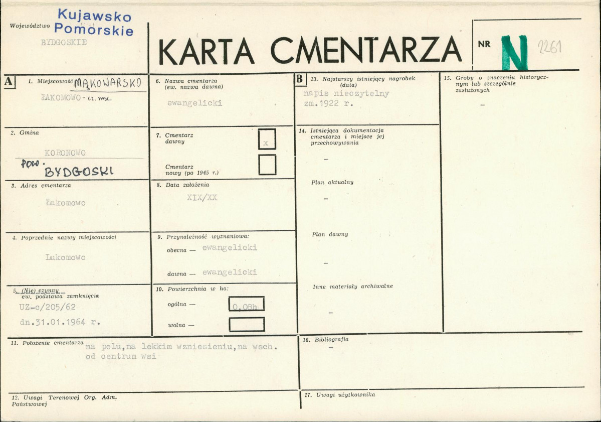 KC - Karta cmentarza, skan nr 1