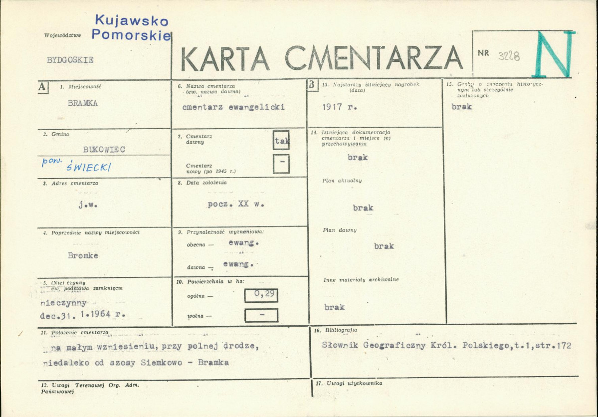 KC - Karta cmentarza, skan nr 1