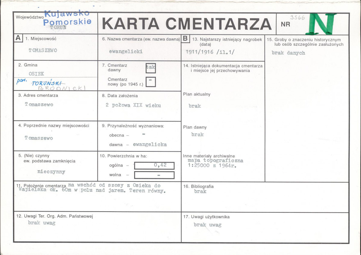 KC - Karta cmentarza, skan nr 1