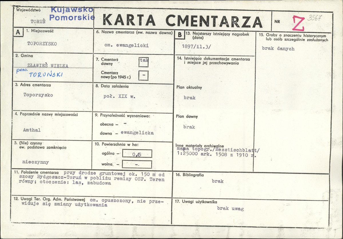 KC - Karta cmentarza, skan nr 1