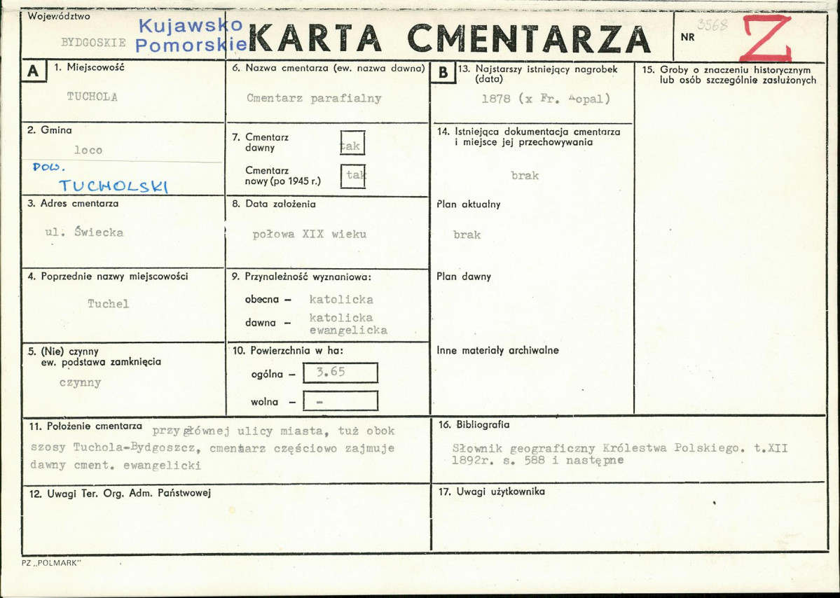 KC - Karta cmentarza, skan nr 1