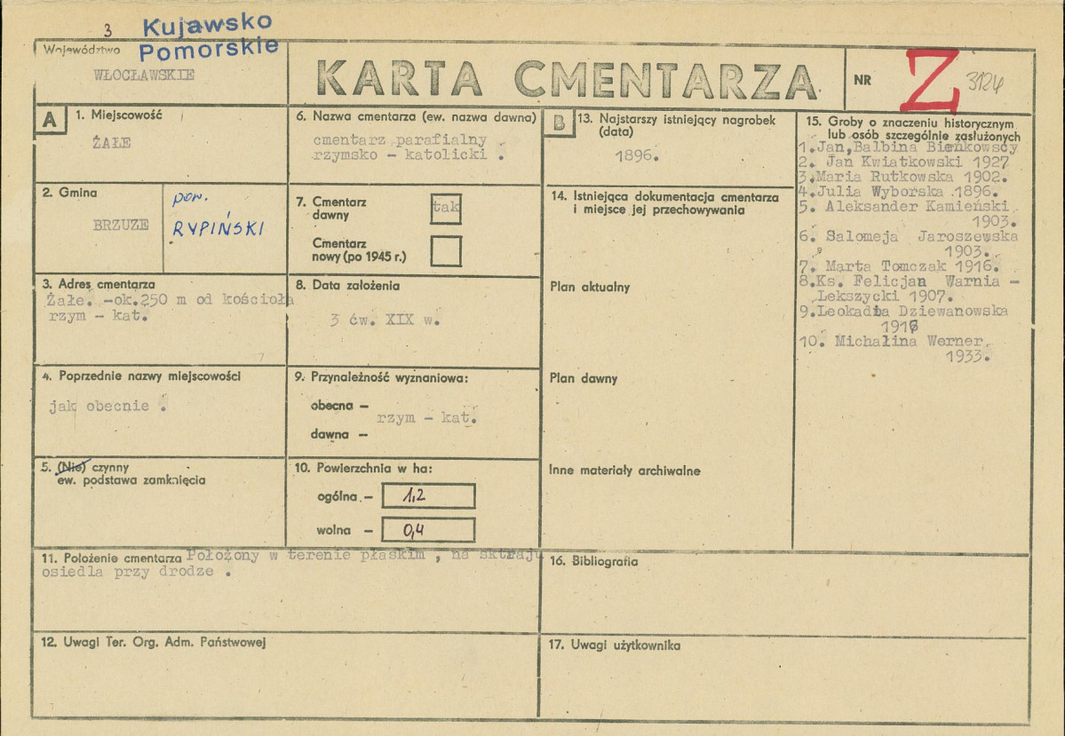 KC - Karta cmentarza, skan nr 1