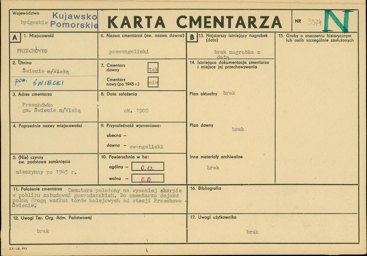 KC - Karta cmentarza, skan nr 1