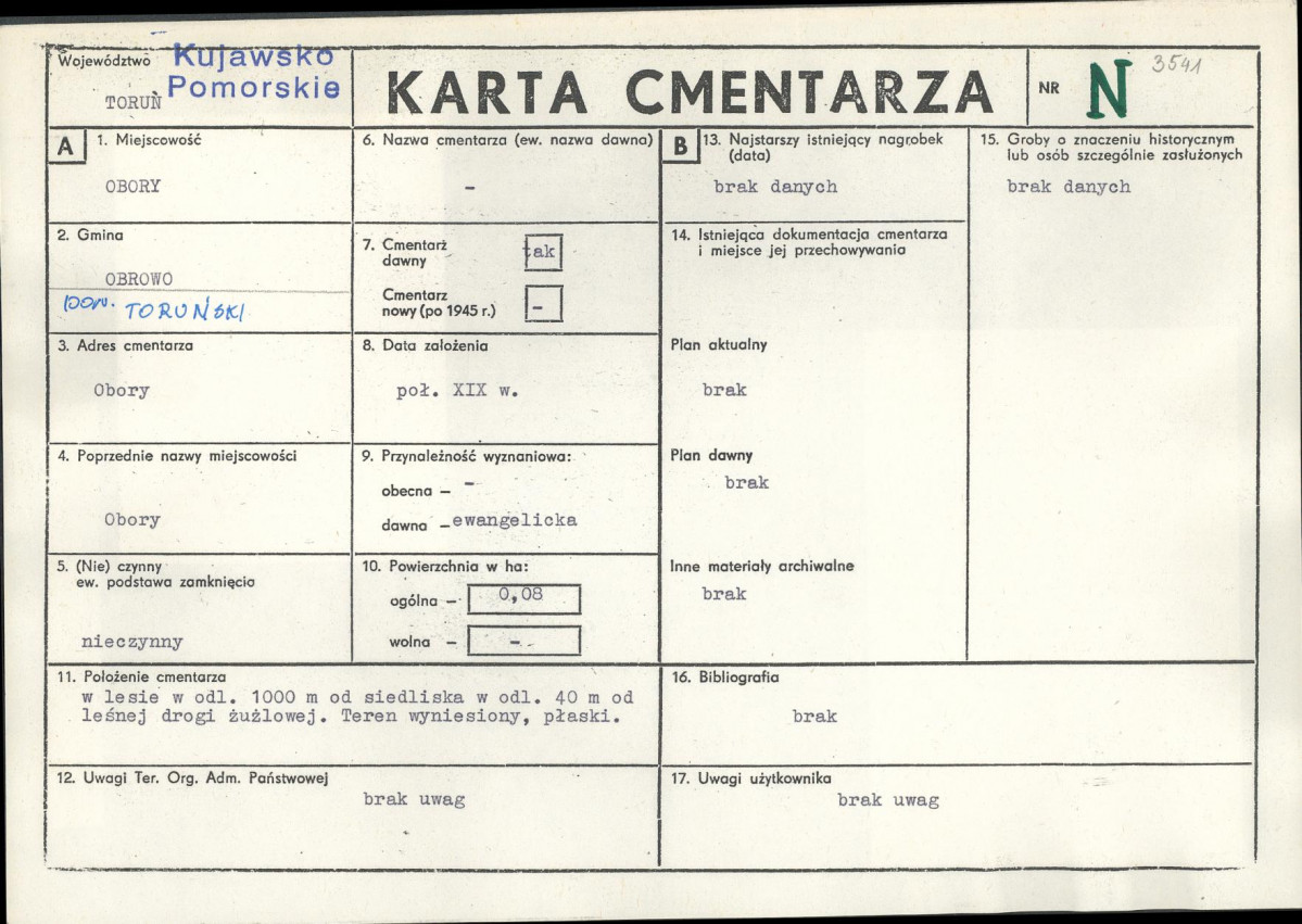 KC - Karta cmentarza, skan nr 1