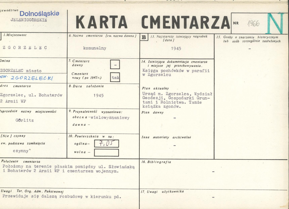 KC - Karta cmentarza, skan nr 1