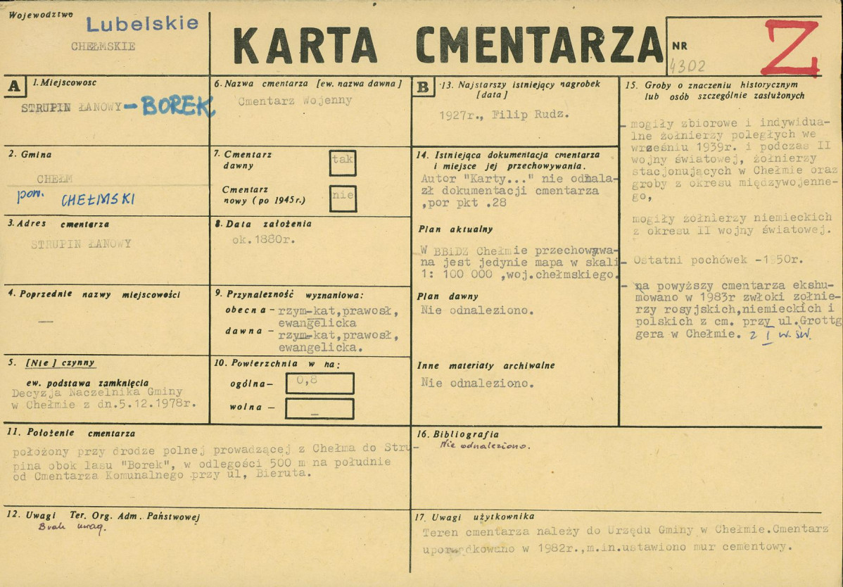 KC - Karta cmentarza, skan nr 1