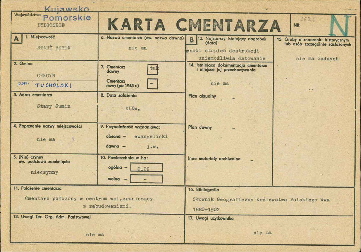 KC - Karta cmentarza, skan nr 1