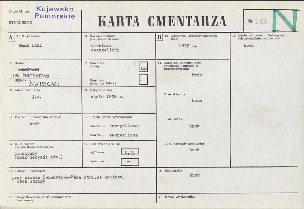 KC - Karta cmentarza, skan nr 1