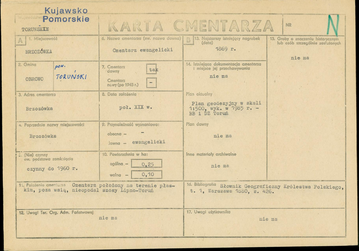 KC - Karta cmentarza, skan nr 1