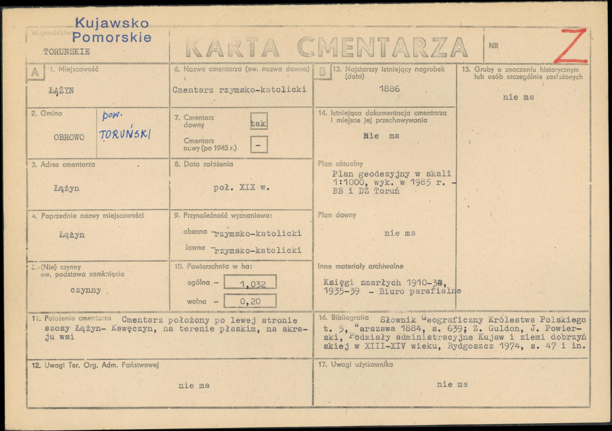 KC - Karta cmentarza, skan nr 1