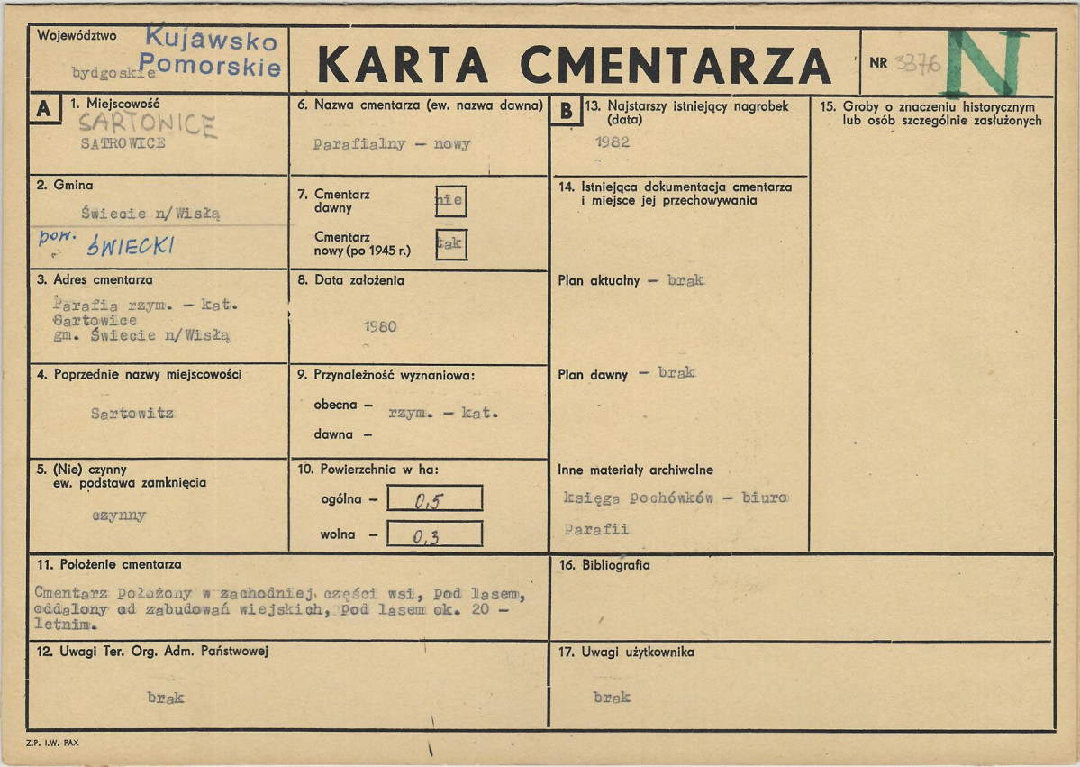 KC - Karta cmentarza, skan nr 1