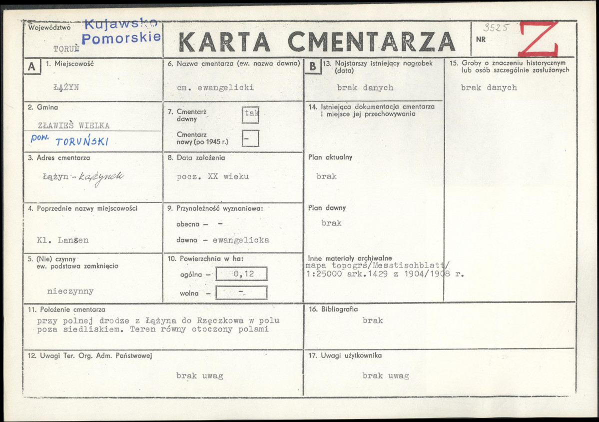 KC - Karta cmentarza, skan nr 1