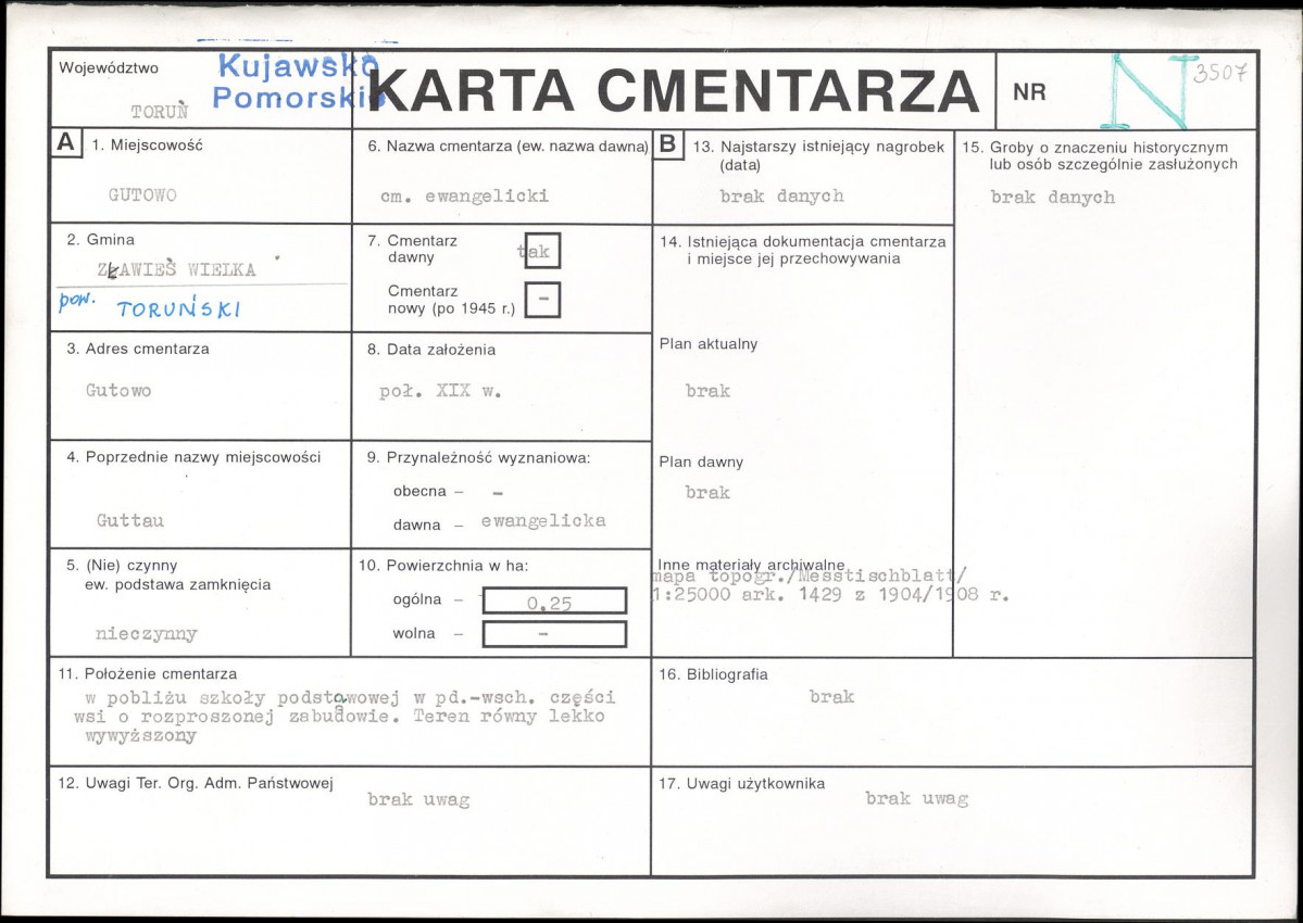 KC - Karta cmentarza, skan nr 1