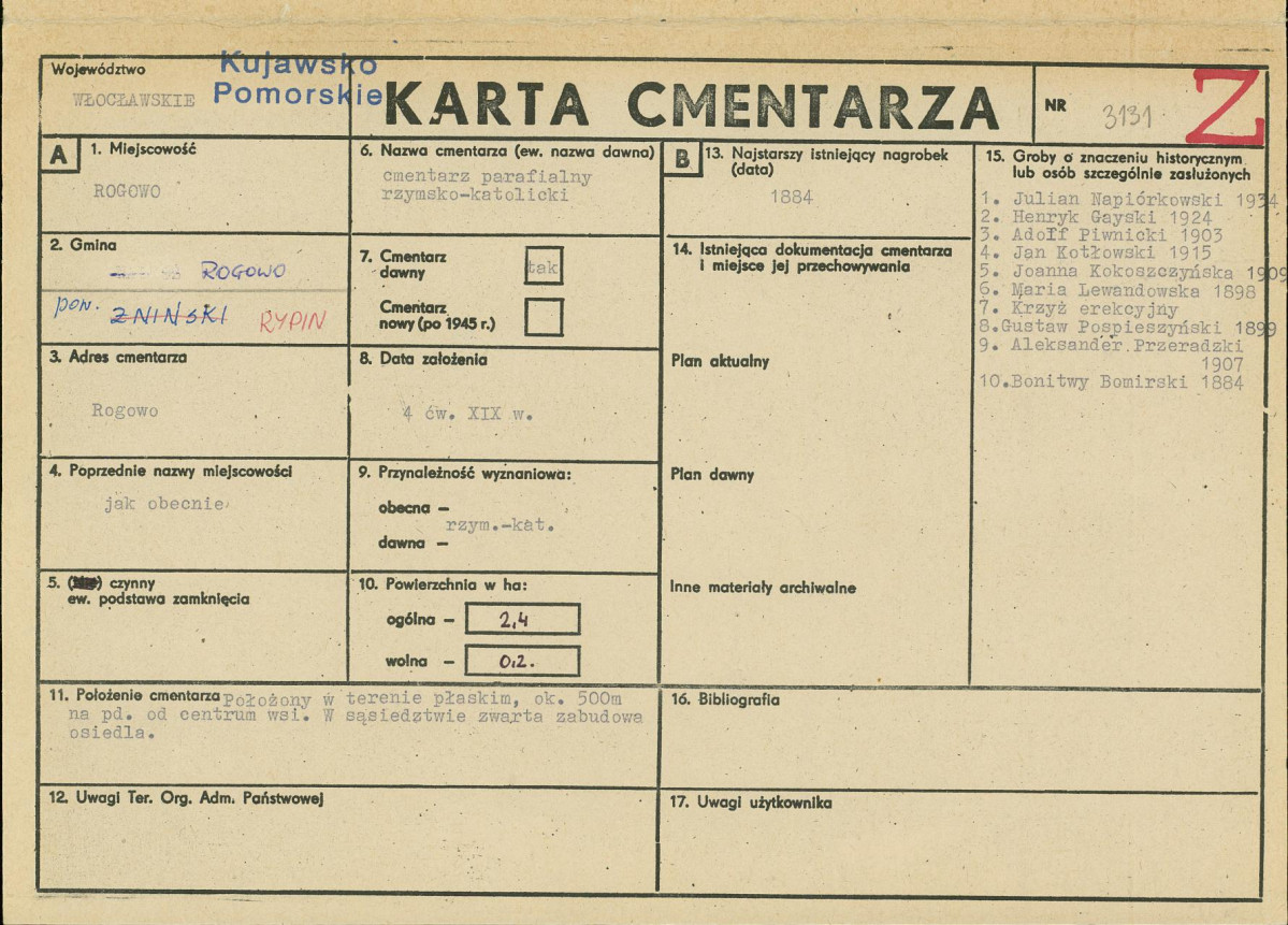 KC - Karta cmentarza, skan nr 1