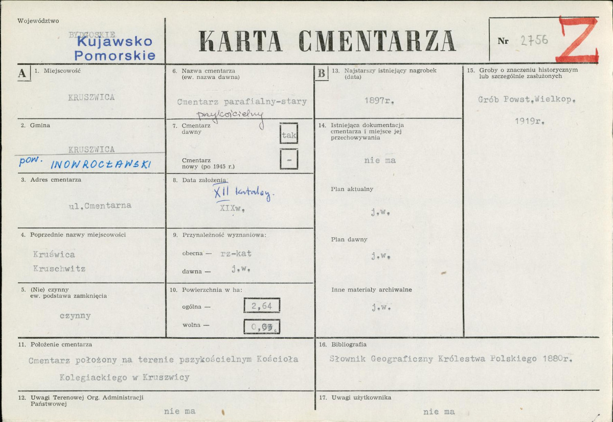 KC - Karta cmentarza, skan nr 1