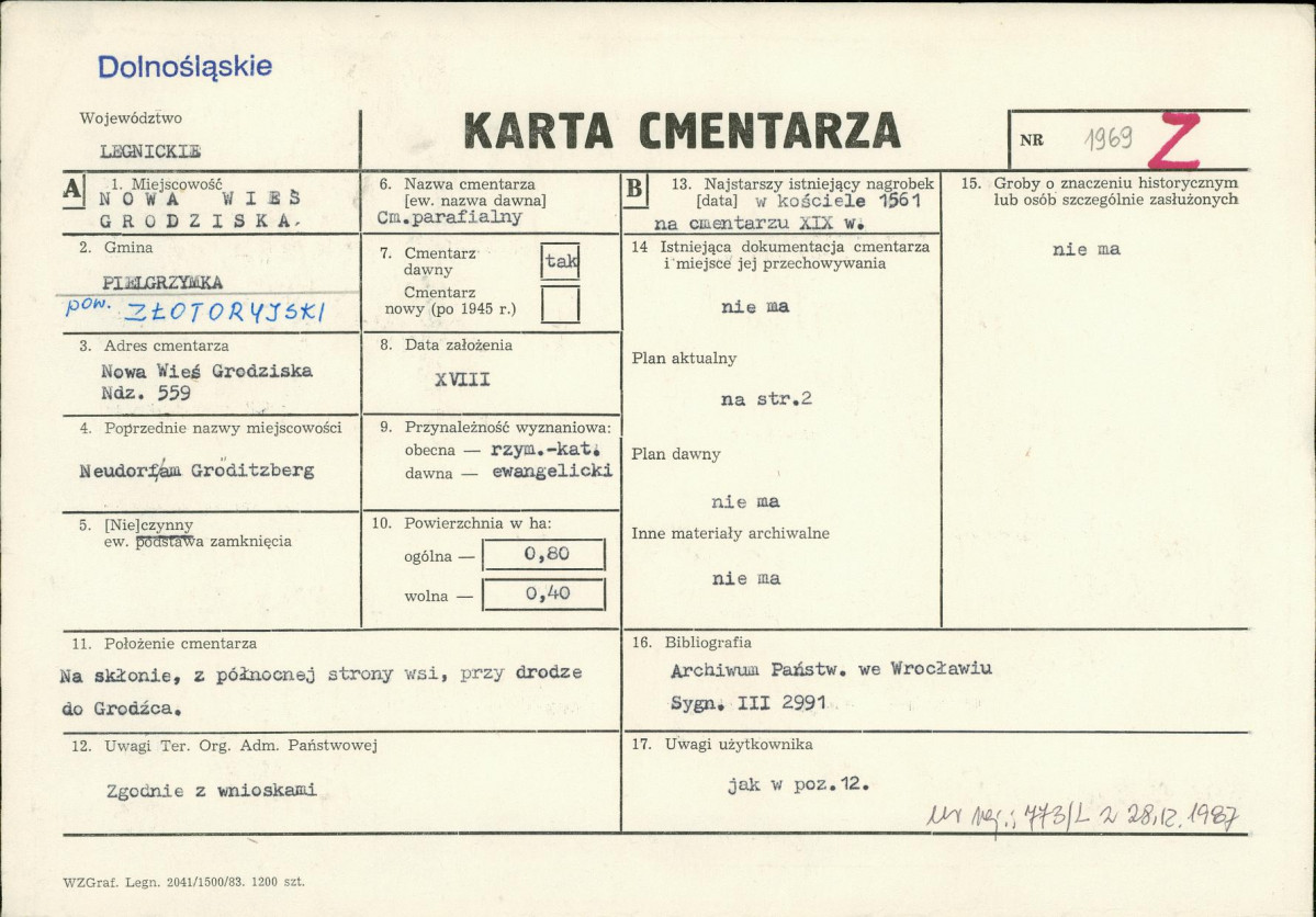 KC - Karta cmentarza, skan nr 1